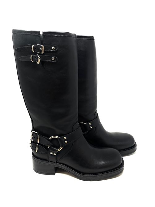 Damen-Bikerstiefel mit kleinen Schnallen IL LACCIO | 3070TEXASNERO